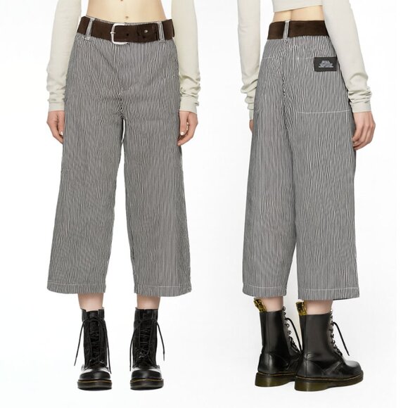 Marc Jacobs Redux Grunge Dobby Stripe Wide Leg Crop Pant Black Ivory Size 0 - Picture 1 of 10